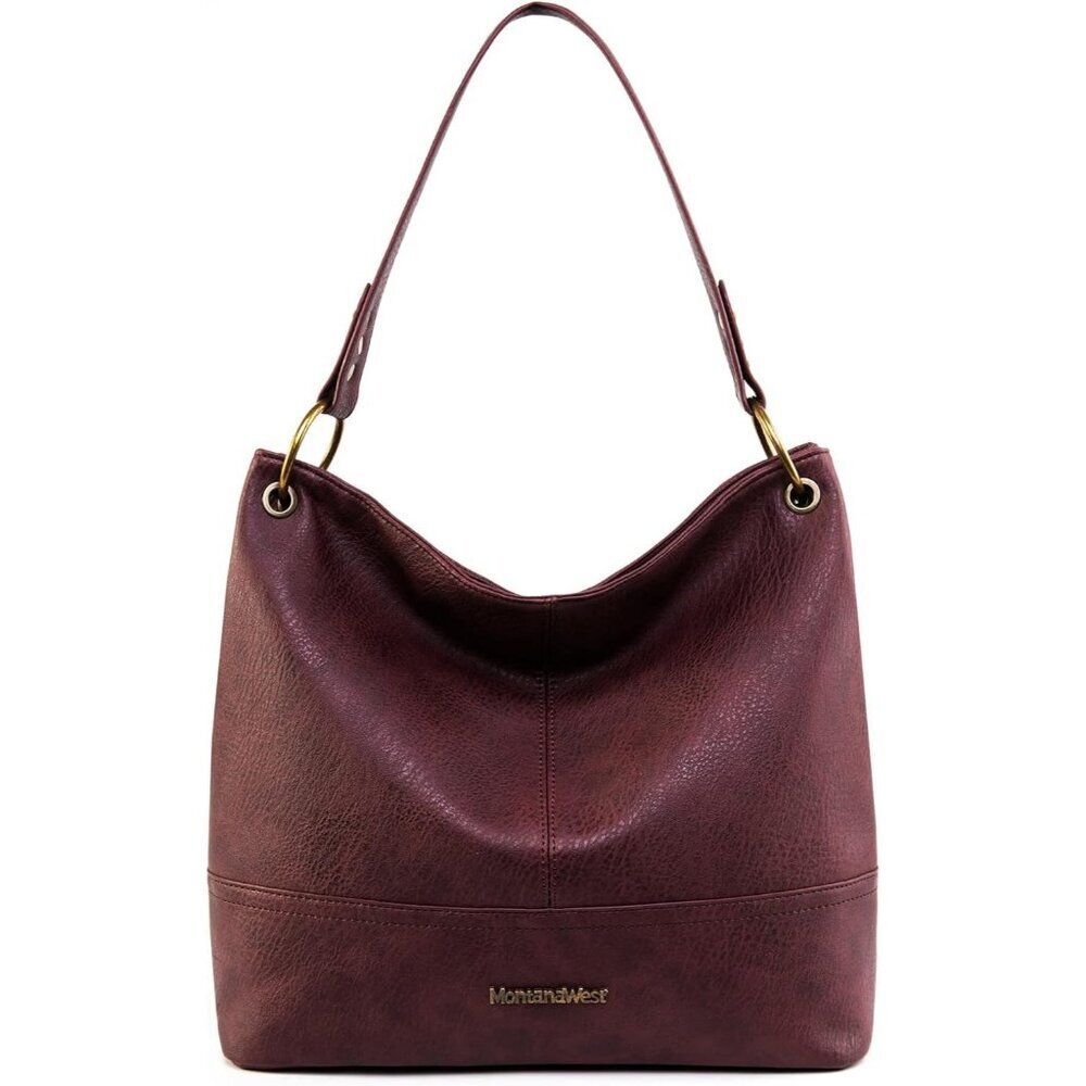 Women A-burgundy Brown Imported Zipper Ladies Shoulder Handbags with Back Pocket - Picture 1 of 6